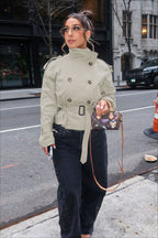 Stand Collar Belted Short Jacket image 3