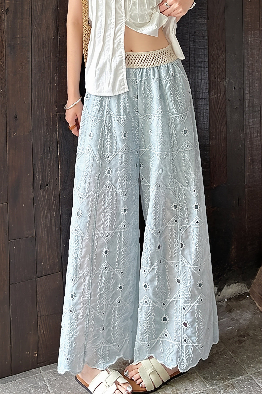 Hollow Out Lace Wide Leg Summer Pants image 4