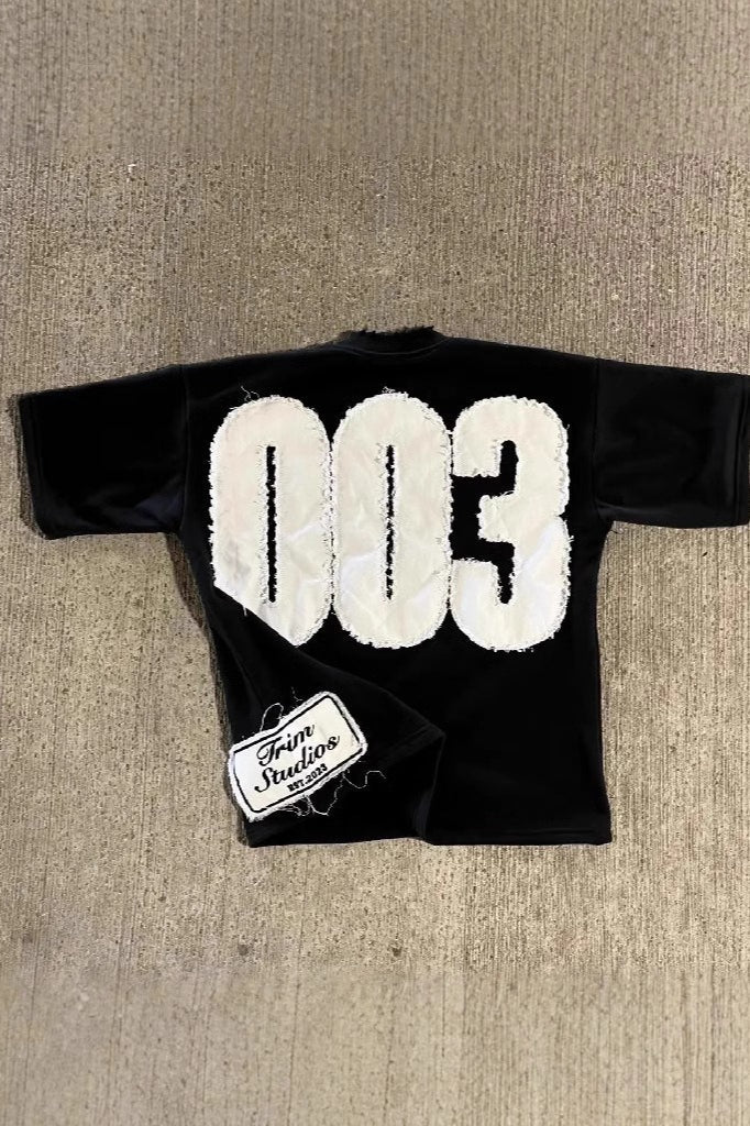 Street Pullover Letter Patch Loose Crew T-shirt image 2