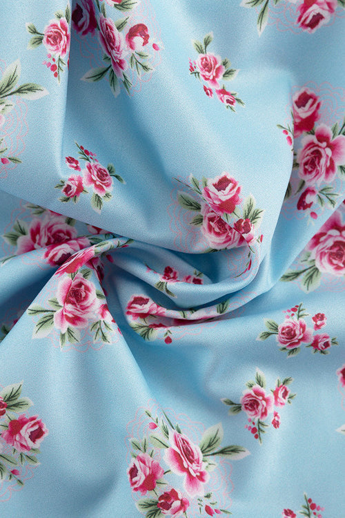 Puff Sleeve Collared High Waist Buttoned A Line Floral Dress image 5