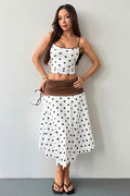 Sexy Polka Dot Tie Back Crop Top Two Tone Skirt Sets image 1