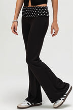 Sexy Dot Print Fold Down Low Waist Pants image 4