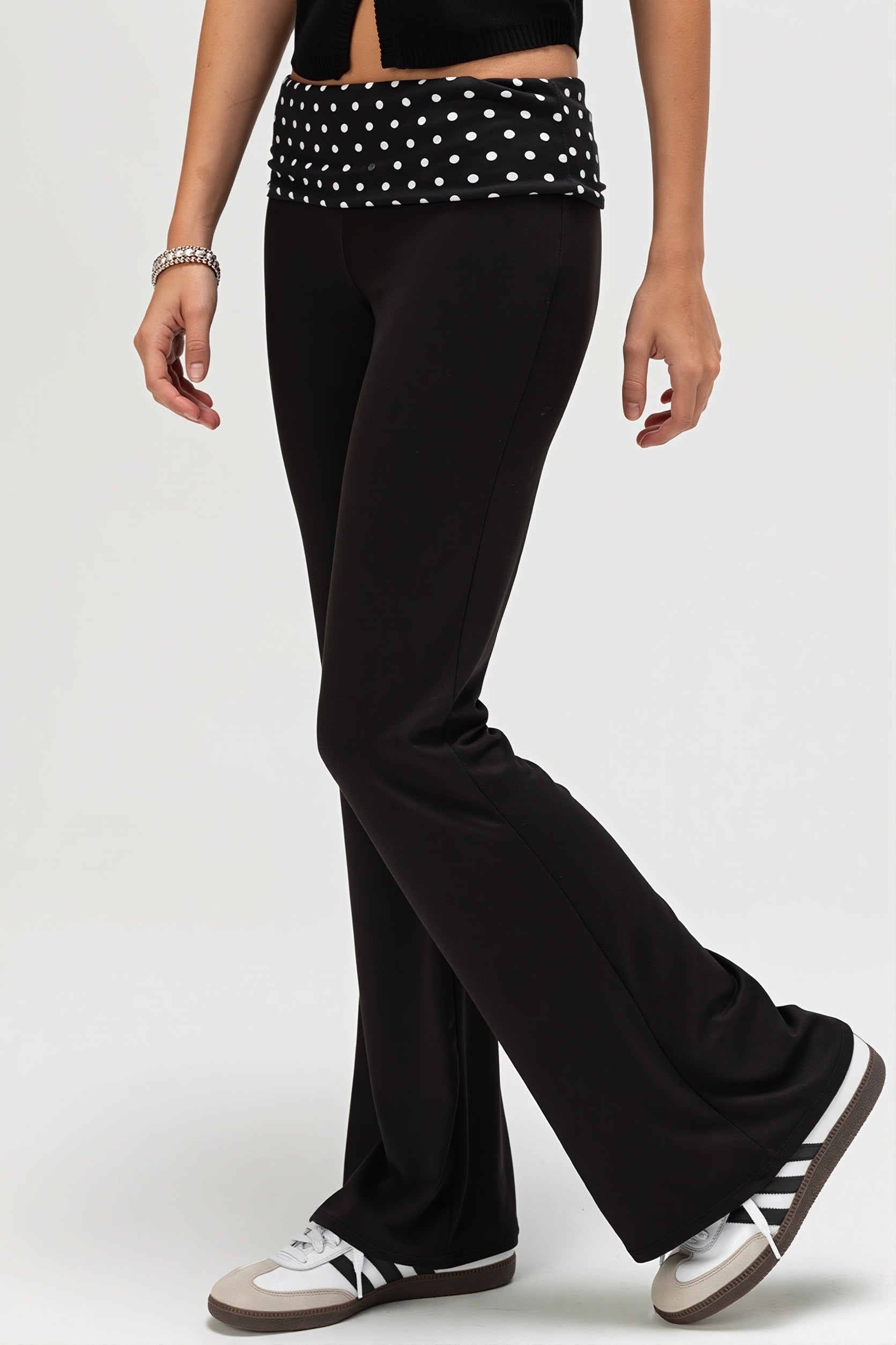 Sexy Dot Print Fold Down Low Waist Pants image 4