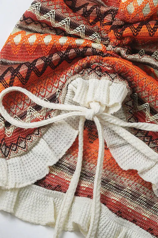 Colorful Strappy Knit Boho Dress image 14