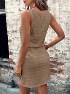 Rosalie Eyelet Dress detail view styled for Avrienne