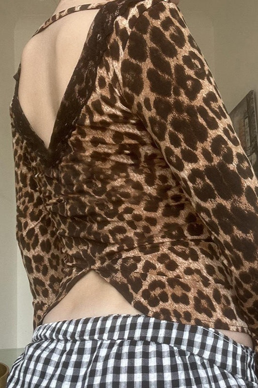 Cutout Backless V Neck Blouse image 3