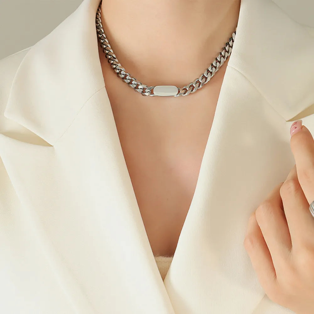 Vivienne Chain Necklace detail view styled for Avrienne