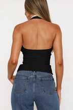 Short Backless Bow Tie Halter Top image 4