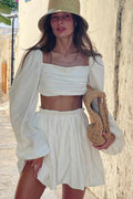 Tie Bandeau Pleated High Waist Skirt Set image 1
