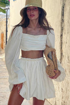 Tie Bandeau Pleated High Waist Skirt Set image 1