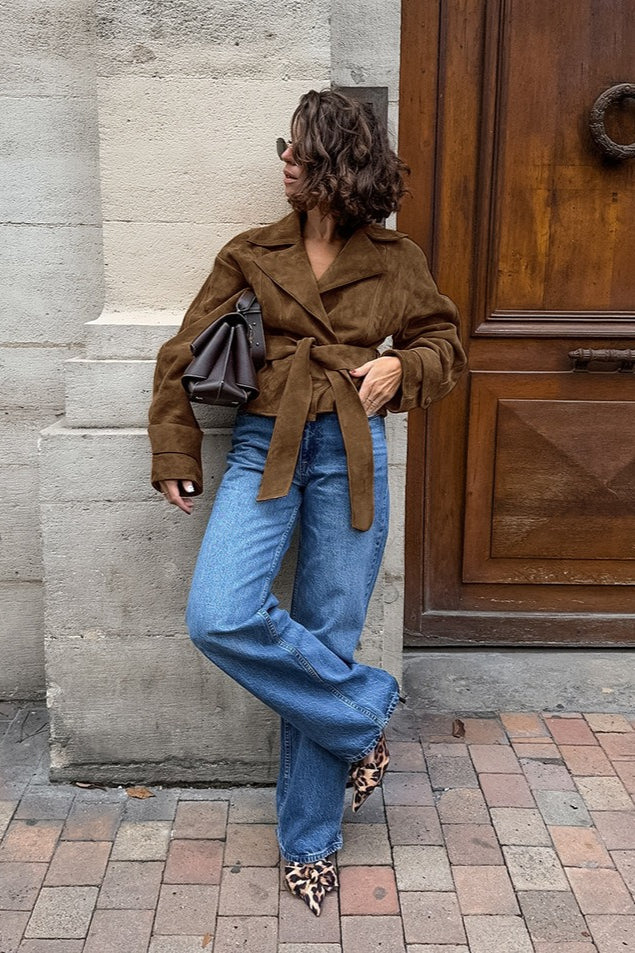 Belted Brown Suede Jacket image 5