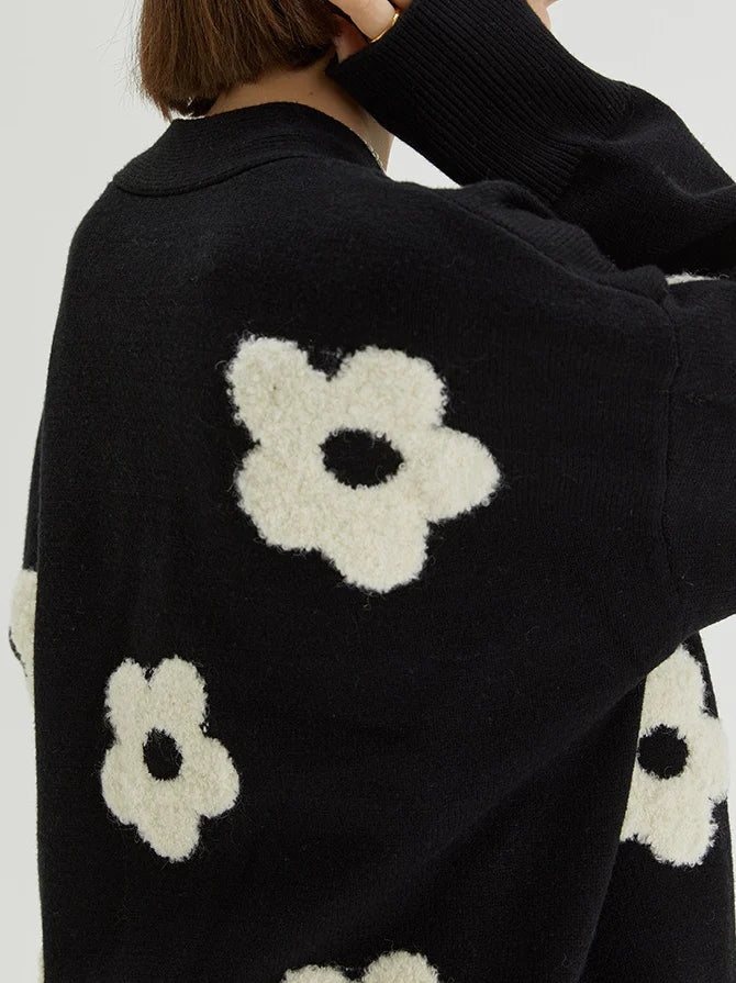 Jacquard Knit V-Neck Cardigan image 3