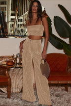 Suede Relaxed Button Straight Wide Leg Pants image 11