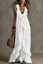 Ruffle Sleeveless Casual Long Boho Dress image 1