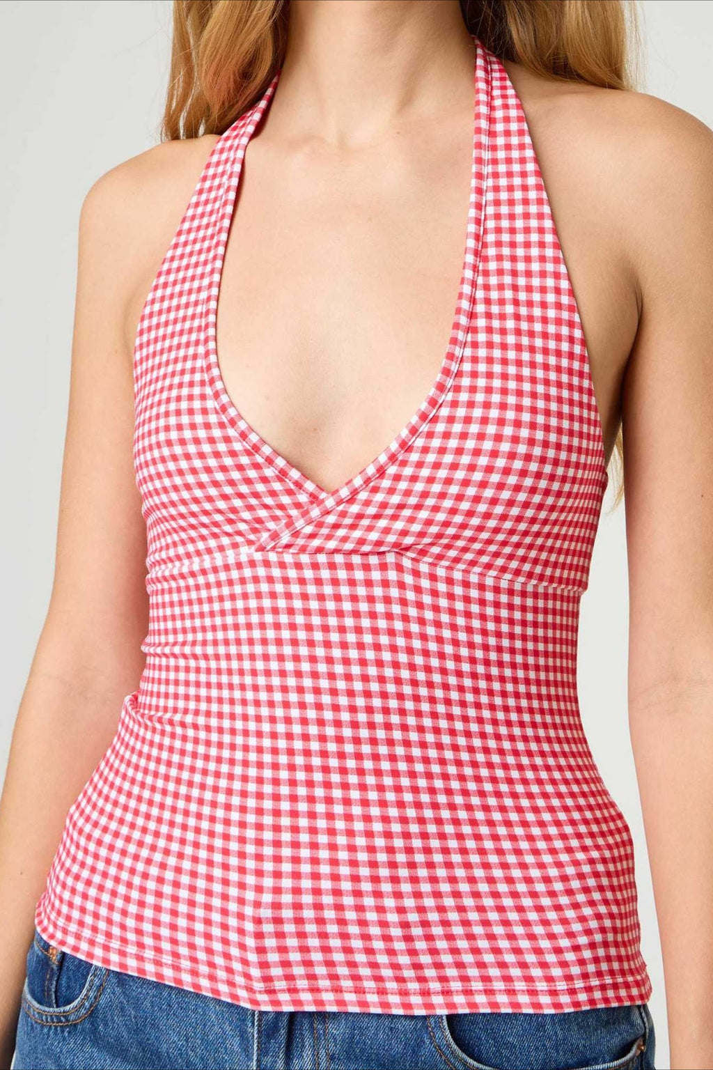 Sexy Polka Dot Plaid Slim Halter Top image 6