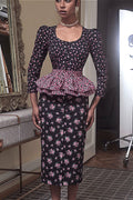 Square Neck Digital Print Ruffled Belt Floral Dress image 1
