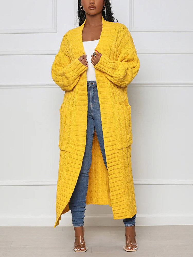 Knitted Solid Graceful Open Front Cardigan image 8