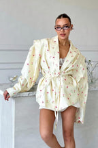 Long Sleeve Printed Waist Tie Blazer image 2
