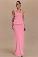 Solid Halter Backless Maxi Formal Dress image 11