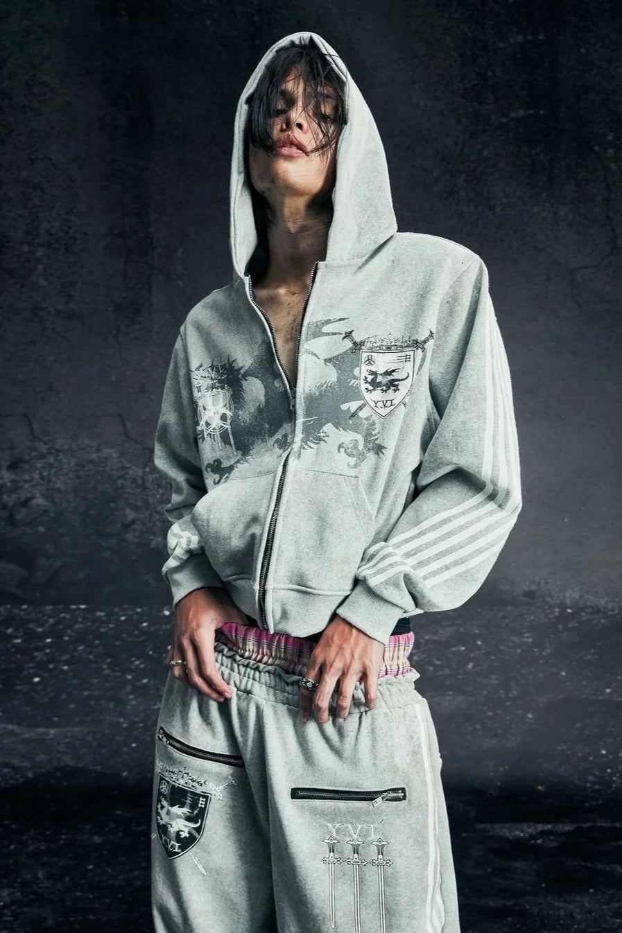 Retro Harajuku Zipper Hoodie image 1