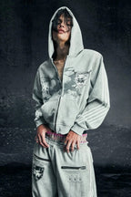 Retro Harajuku Zipper Hoodie image 1