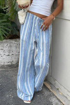Stripe Drawstring Waist Casual Pants image 1