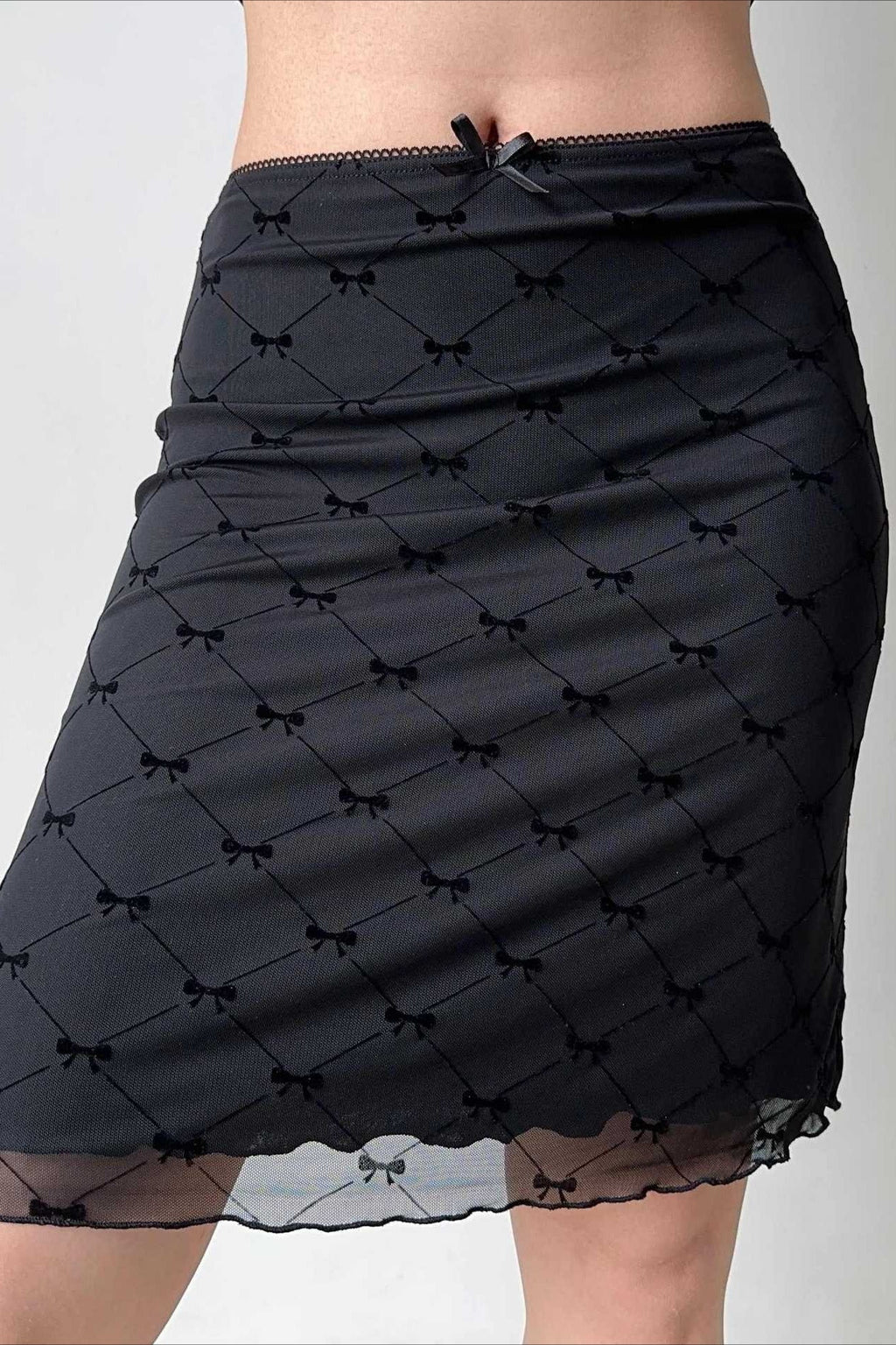 Mesh Plaid Bow Wrap Skirt image 2