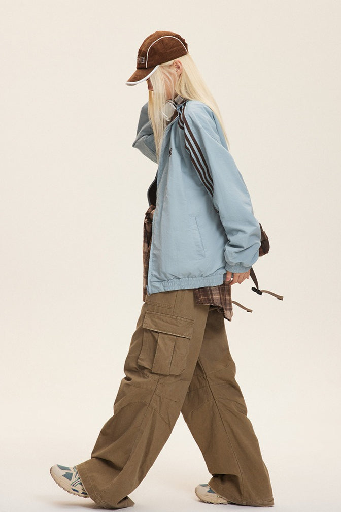 Reversible Stand Collar Colorblock Jacket image 11