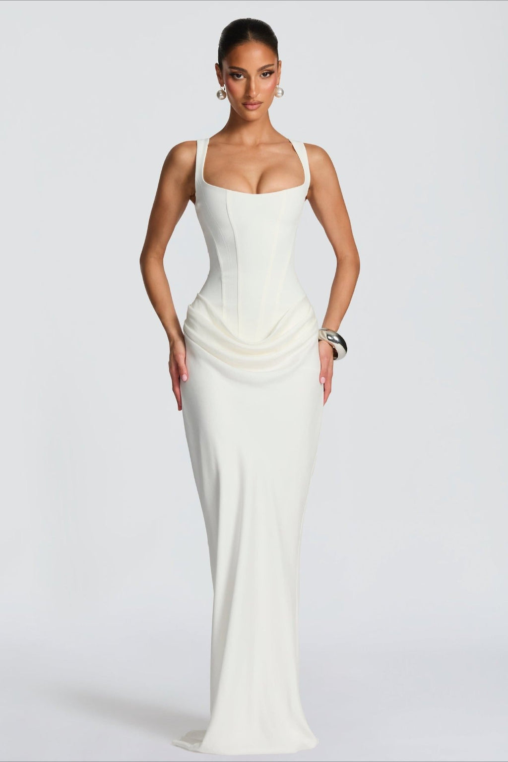 Sexy Slim Cami Solid Tie Back Reception Dress image 3