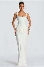 Sexy Slim Cami Solid Tie Back Reception Dress image 3