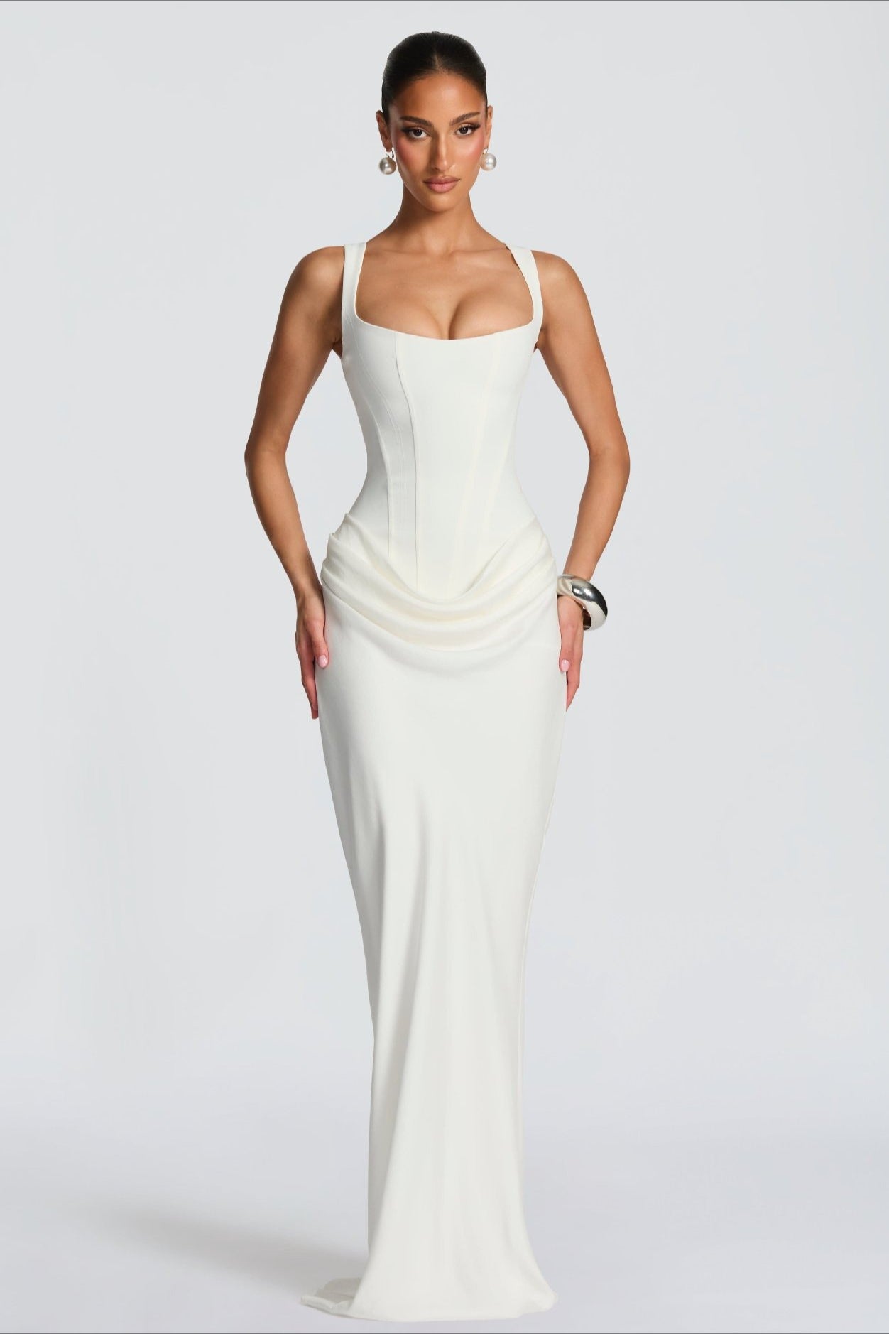 Sexy Slim Cami Solid Tie Back Reception Dress image 3