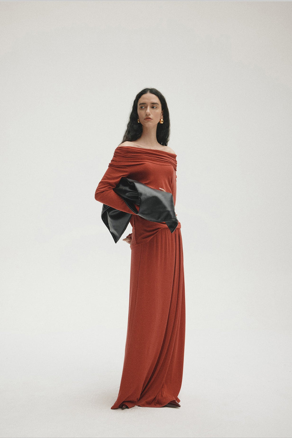 Tencel Off-Shoulder Fitted Knit Sweater image 5