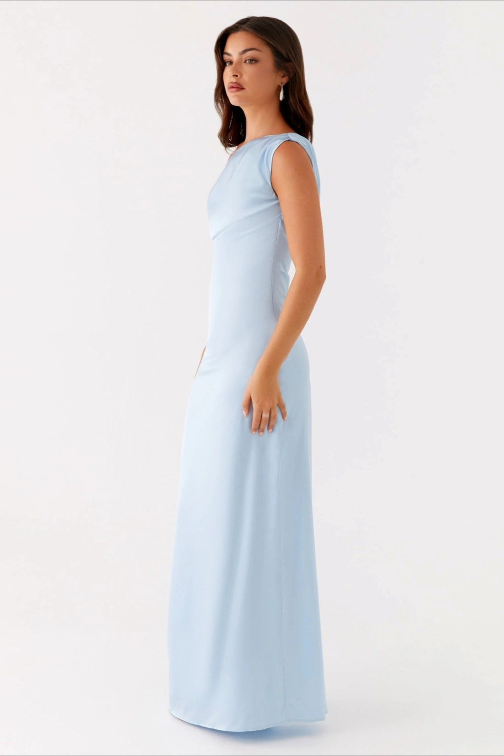 Solid Asymmetric Neckline Formal Dress image 6
