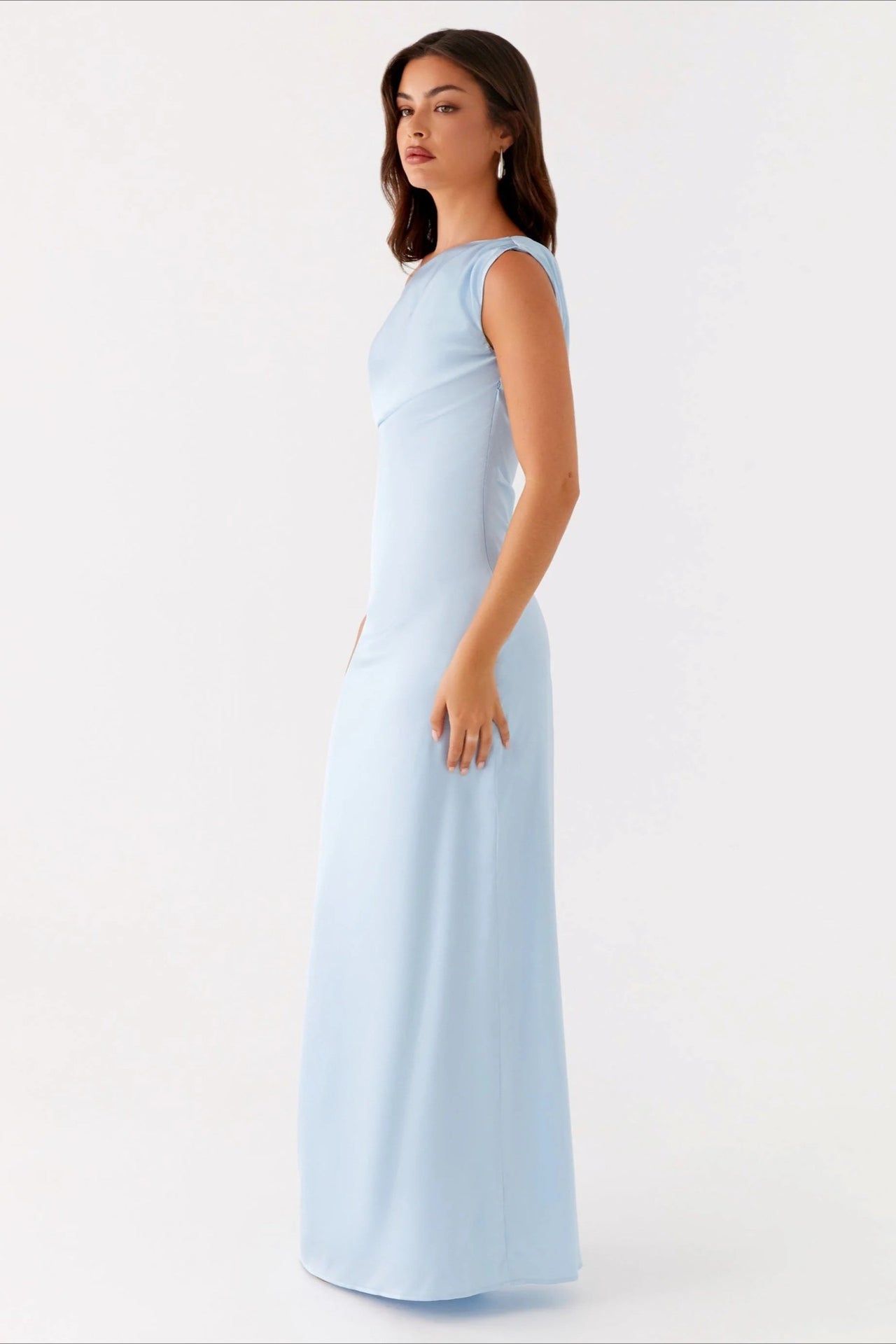 Solid Asymmetric Neckline Formal Dress image 6