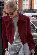 Short Burgundy Wool Blazer Jacket image 1