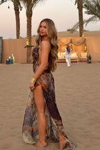 Vacation Style Printed Backless Maxi Dress image 3
