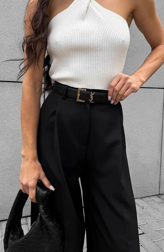 Wide Leg Buttoned Pleated Work Pant image 3