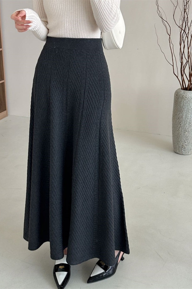 Vintage Textured-Knit High-Waist Maxi Skirt image 4