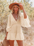 Lace V-Neck Ruffle Mini Boho Dress image 5