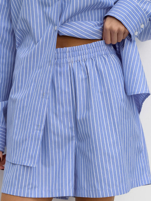 Chic Striped Cotton Casual Set  Blouse image 2