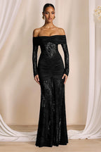 Elegant Lace Off Shoulder Long Sleeve Formal Dress image 1