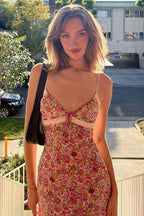 Sweet Floral Lace Trim Cami Maxi Dress image 2
