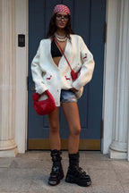 V-Neck Embroidered Cardigan Sweater image 3