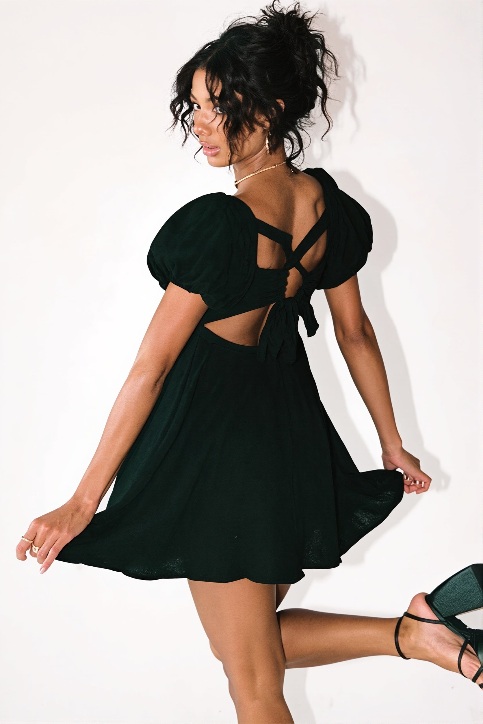 Casual Solid Backless Mini Dress image 4