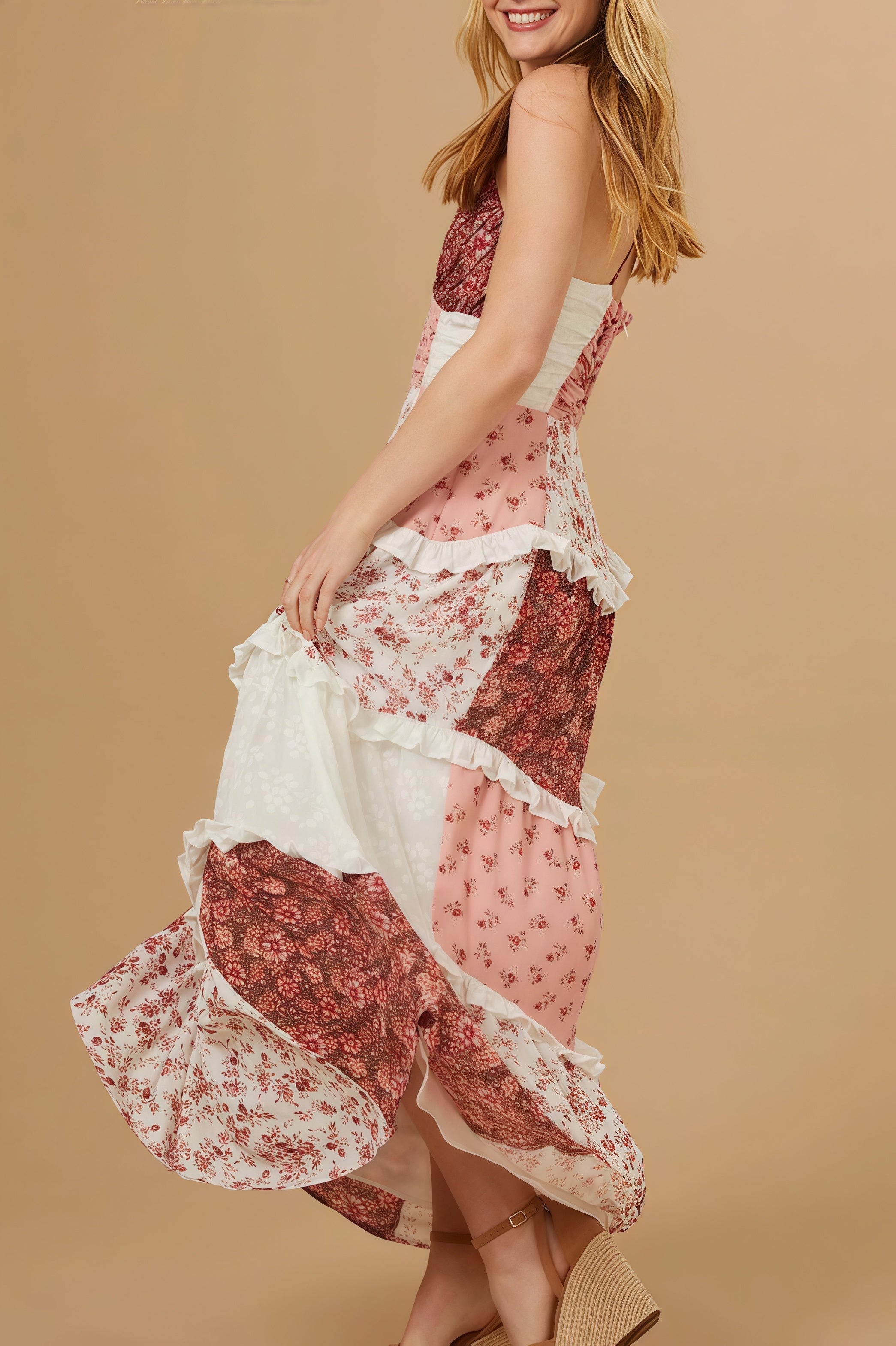 Vacation Floral Cami Lace Maxi Dress image 4