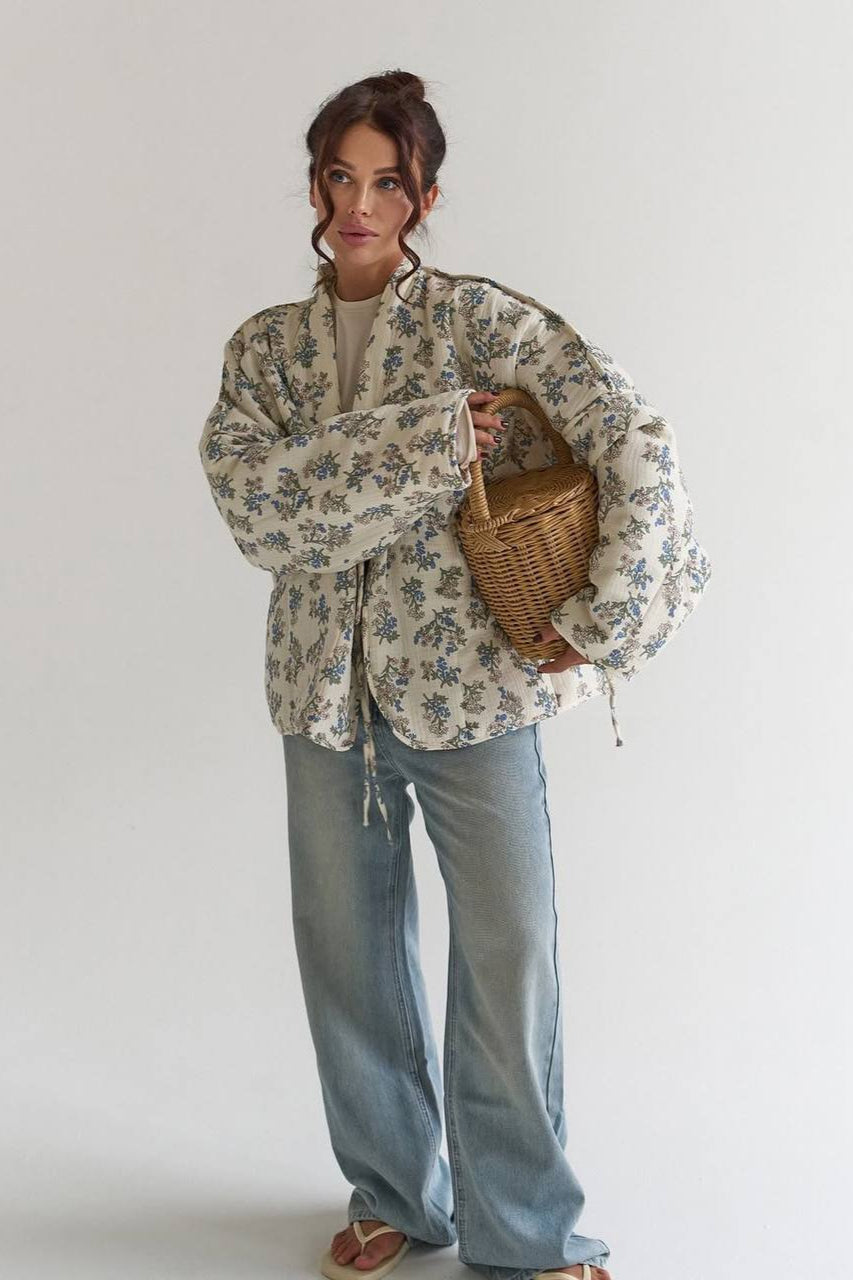 Vintage Floral Print Quilted Coat image 4