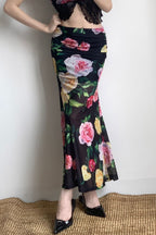 Holiday Floral Slim Low Waist Hip Skirt image 4