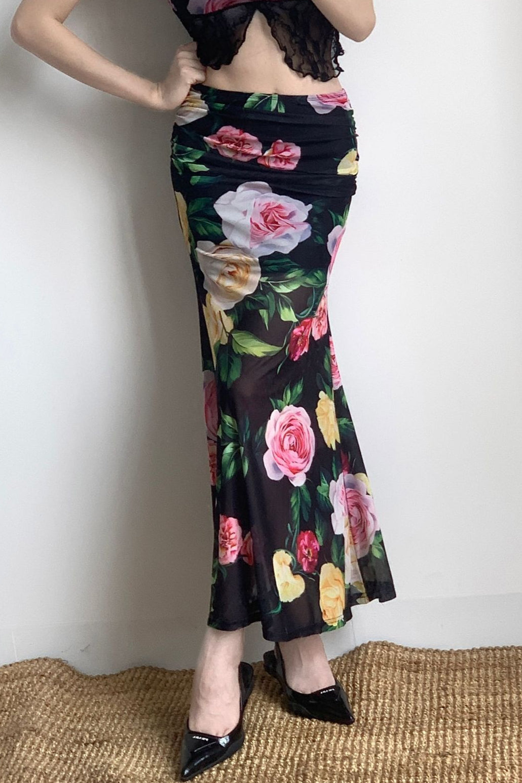 Holiday Floral Slim Low Waist Hip Skirt image 4