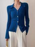 Blue V-Neck Knit Cardigan image 1