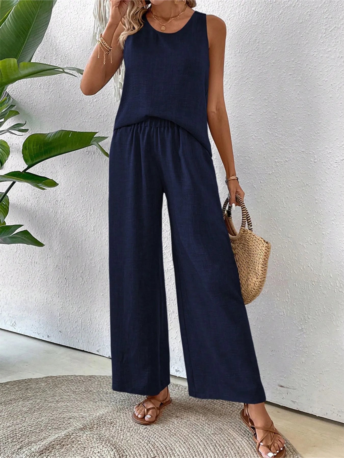 Camille Wide Leg Set detail view styled for Avrienne